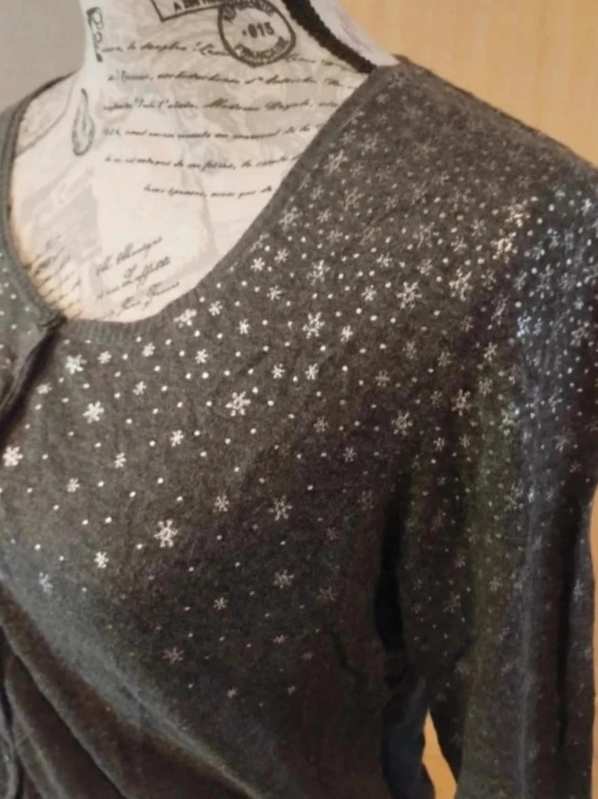 Cardigan gris estrellado, Diplodocus, Algodón/cachemir, T38 – photo 3